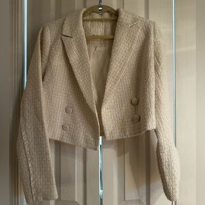 Avec Les Filles Ivory Knit Blazer
